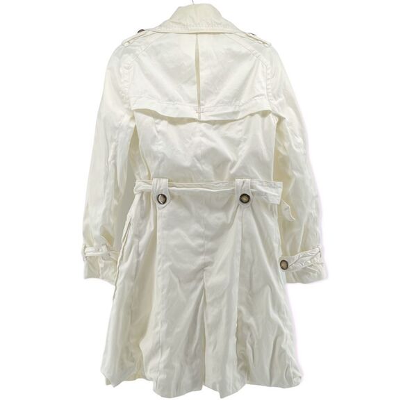 XOXO Women’s White Belted Lapel Casual Trench Coat Lightweight Jacket Small - Picture 8 of 17